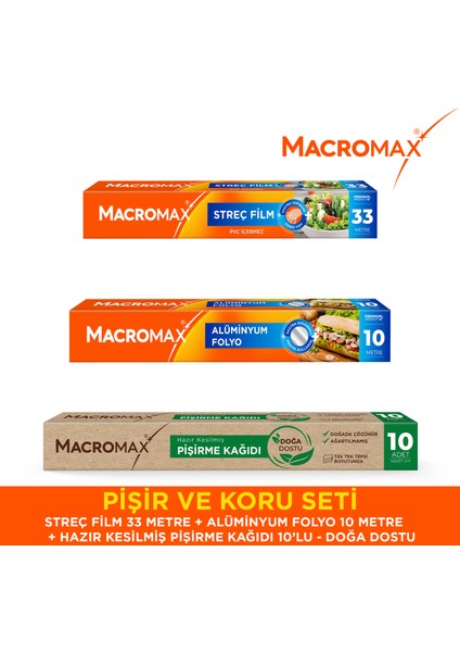 Pişir ve Koru Seti Streç Film Pişirme Kağıdı Alüminyum Folyo
