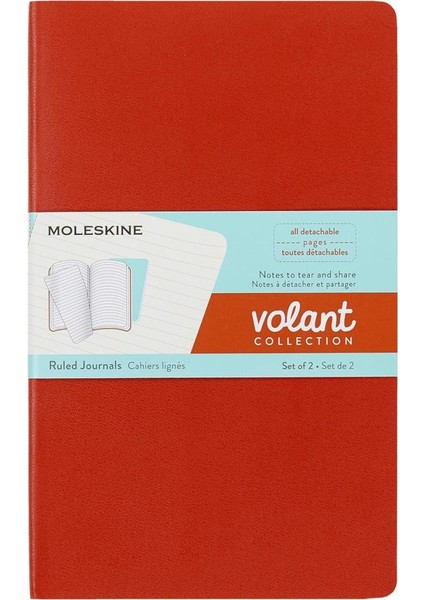 Çizgili Volant Not Defteri 2’li Set L Boy Turuncu+Aqua Mavi indirimleri