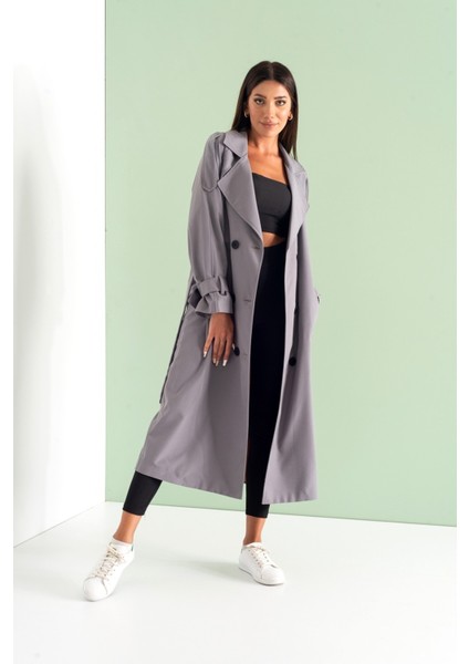 Şık Taş Rengi Düğmeli Trençkot – Rahat ve Modern Kesim fiyatları
