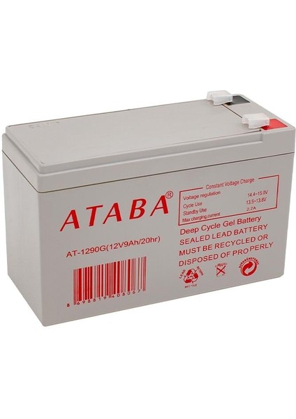 12 Volt 9 Amper Jel Akü 151X65X94MM-2408 Gram