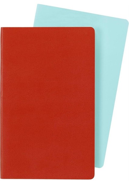 Çizgili Volant Not Defteri 2’li Set L Boy Turuncu+Aqua Mavi