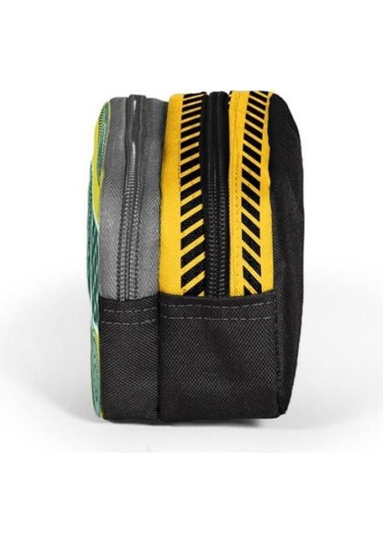 Sarı Siyah Robot Desenli İki Bölmeli Kalem Çantası 12098