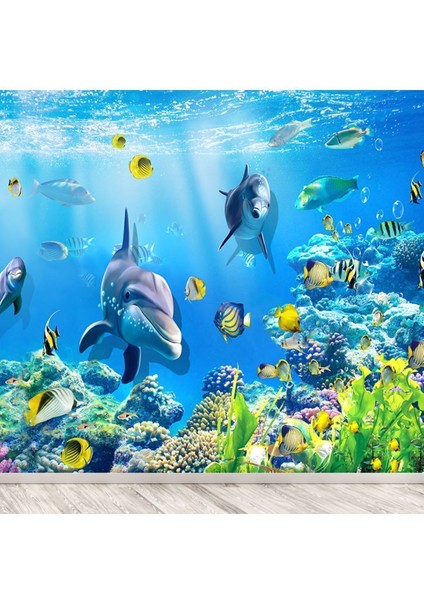 Denizaltı Balıklar Desenli Isı ve Ses Yalıtımlı Sağlıklı Tekstil Duvar Kağıdı modelleri