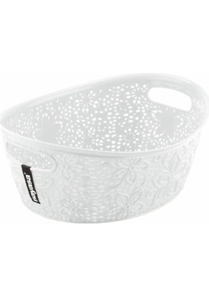 Işleme Detaylı Beyaz Çamaşır Sepeti – Şık ve Dekoratif Tasarım
