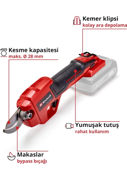 Akülü Budama Makası Ge-Ls 18 Li-Solo Power X-Change (18 V, Li-Ion, Max. 28 mm Dal Çapı, Bypa modelleri