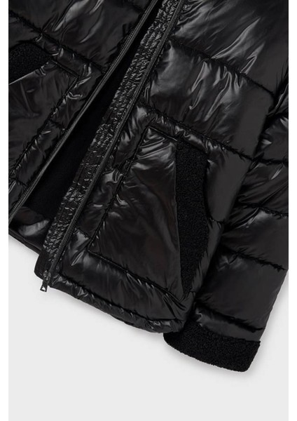 Kız Çocuk 8-18 Yaş Peluş Detaylı Kışlık Mont Siyah fiyatları