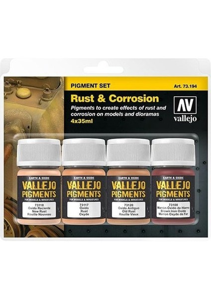 73194 4X35 ml. Rust & Corrosion, Model Boyası Pigment Seti