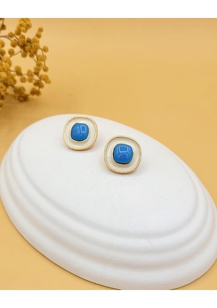 Turkuaz Kare Işıltı Küpe fiyatları