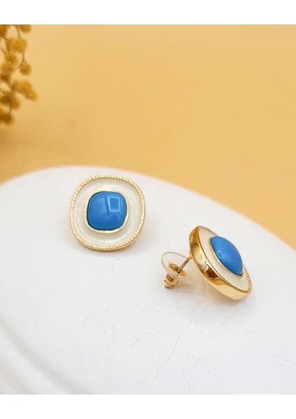 Turkuaz Kare Işıltı Küpe fırsatları