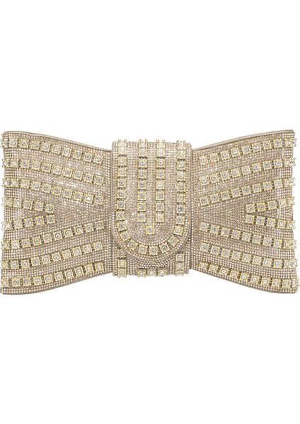 25YG591 Kadın Taşlı Abiye Çanta Altın