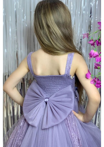 Kız Çocuk Tarlatanlı Gelinlik 2164 Mor