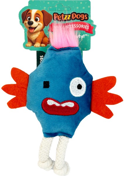 Mad Sesli Dayanıklı Peluş Köpek Çiğneme Oyuncağı Mavi