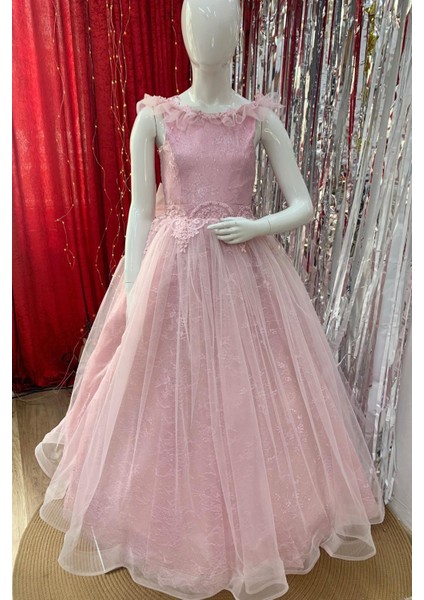 Kız Çocuk İncili Tarlatanlı Gelinlik 2171 Pudra fırsatları