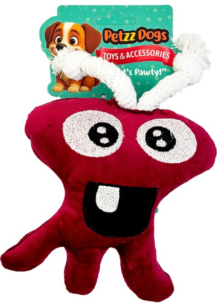 Çatlak Sesli Dayanıklı Peluş Köpek Çiğneme Oyuncağı Bordo 13X19 cm