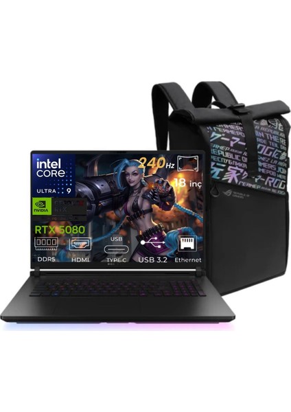 Rog Strix Scar 18 Ultra 9 275HX G835LW-SA127-02 64GB 4tb RTX5080 16GB Freedos 18" Wqxga 240Hz Gaming Laptop