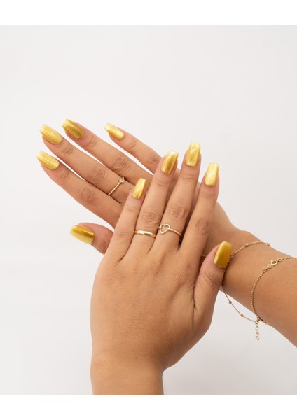 15'li Kısa Kare Sarı TT1310 Tekrar Kullanılabilir El Yapımı Protez Takma Tırnak - Ten Rengi-Sarı-M fiyatları