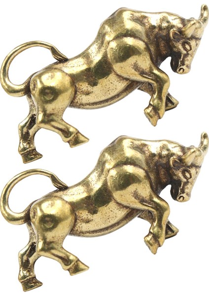 2 Parça Pirinç Öküz Anahtarlık Kolye Boğa Süsü Oturma Odası Yatak Odası Için (Yurt Dışından) modelleri