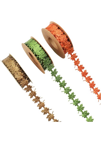 Dıy El Sanatları Sonbahar Partisi Dekorasyon Çelenkleri Için 3 Rulo Akçaağaç Yaprağı Kurdelesi (Yurt Dışından)