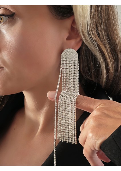 Uzun Sallantılı Tekli Beyoğlu Taşı Abiye Gold Renk Küpe fiyatları