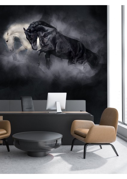 3D Atlar Desenli Isı ve Ses Yalıtımlı Sağlıklı Tekstil Duvar Kağıdı fiyatları
