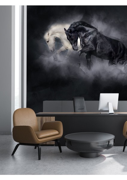 3D Atlar Desenli Isı ve Ses Yalıtımlı Sağlıklı Tekstil Duvar Kağıdı modelleri
