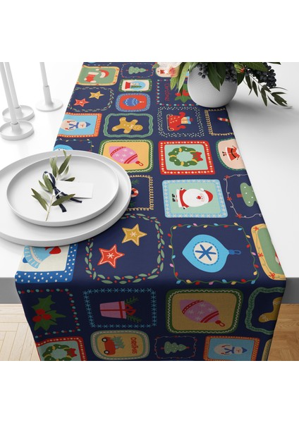 Dijital Baskılı Runner - Yılbaşı / Christmas Desenli - 140X40 cm