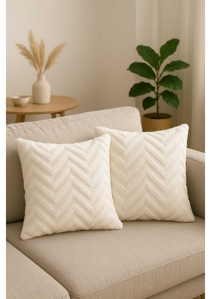 Home 2’li Beyaz Kırlent Kılıfı – Yumuşak Dokulu, Şık ve Konforlu