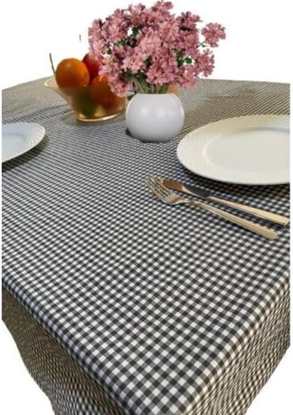 Siyah Ekoseli Sofra Bezi – 160X160 cm | Modern ve Masa Şıklığı