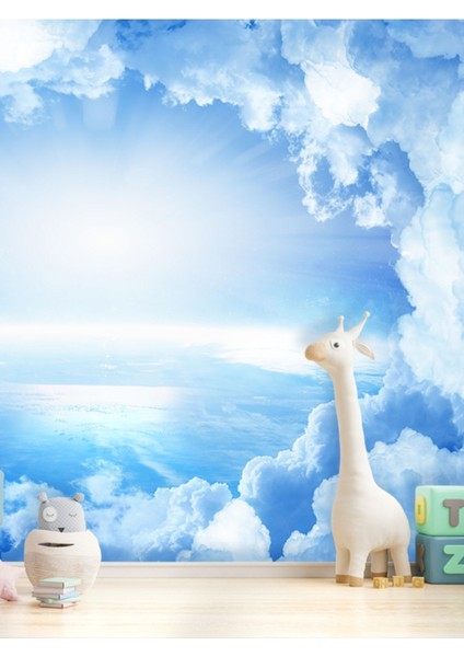 Duvar Kağıdı: 3 Boyutlu Bulut Desenli Isı ve Ses Yalıtımlı Sağlıklı Tekstil Çocuk Odası Duvar Kağıdı