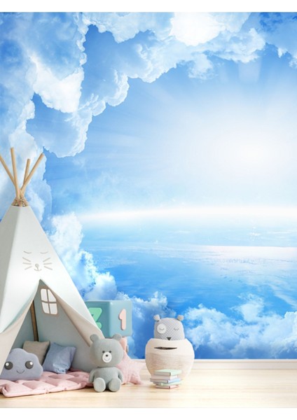 Duvar Kağıdı: 3 Boyutlu Bulut Desenli Isı ve Ses Yalıtımlı Sağlıklı Tekstil Çocuk Odası Duvar Kağıdı fiyatları
