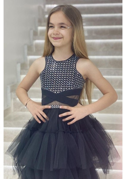 Erkut Abiye Aynalı Önü Kısa Arkası Uzun Abiye Elbise 584 Siyah