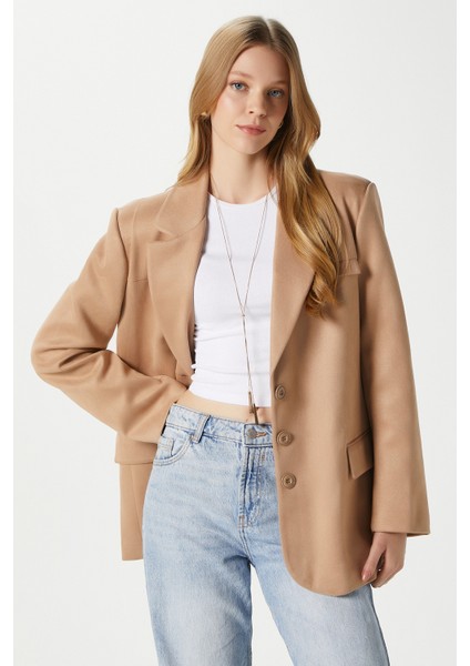 Kadın Thomas Süet Taba Blazer Ceket: