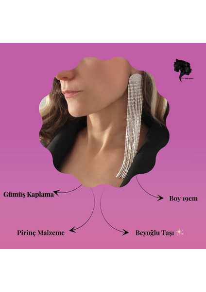 Uzun Sallantılı Tekli Beyoğlu Taşı Abiye Gold Renk Küpe indirimleri