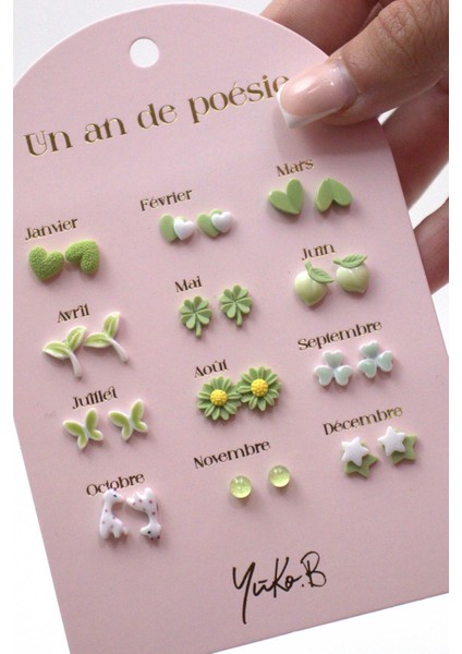 12 Çift Seramik Küpe Setiyıl Temalı Yeşil fiyatları