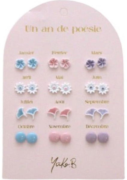 12 Çift Seramik Küpe Setiyıl Temalı Pastel