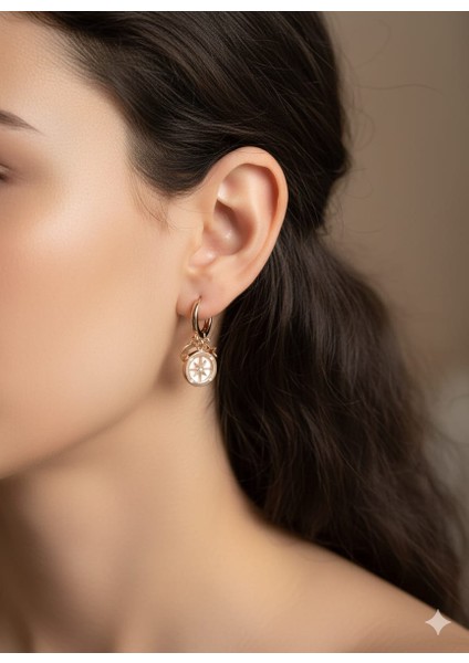 925 Ayar Papatya Silver Kutup Yıldızı Küpe.ay Yıldız Küpe.rose.gold.rodaj