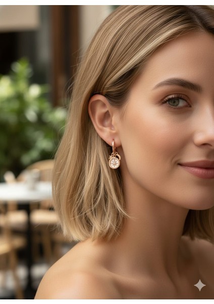 925 Ayar Papatya Silver Kutup Yıldızı Küpe.ay Yıldız Küpe.rose.gold.rodaj modelleri