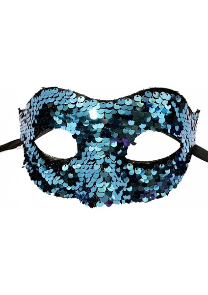 Mavi Renk Payetli Pullu Parti Maskesi Balo Venedik (K95)