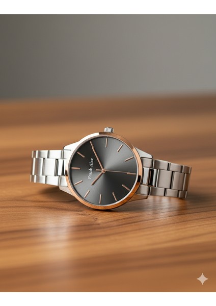 Erkek Kol Saati Altın ve Gümüş Renk, Siyah Kadran - Şık Metal Kordon, 2 Yıl Garantili fiyatları