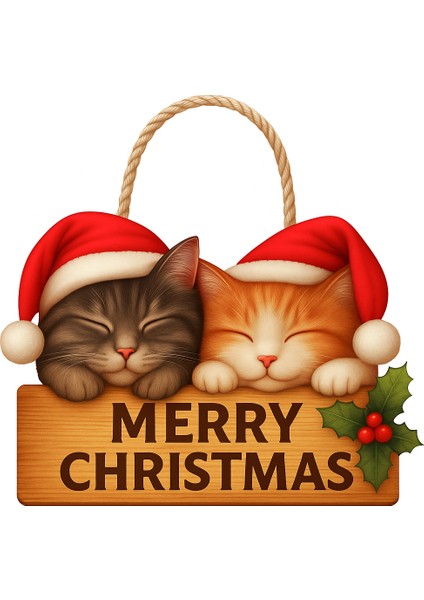 30-18CM Yılbaşı Temalı Kapı Süsü Ahşap Yılbaşı Süsü