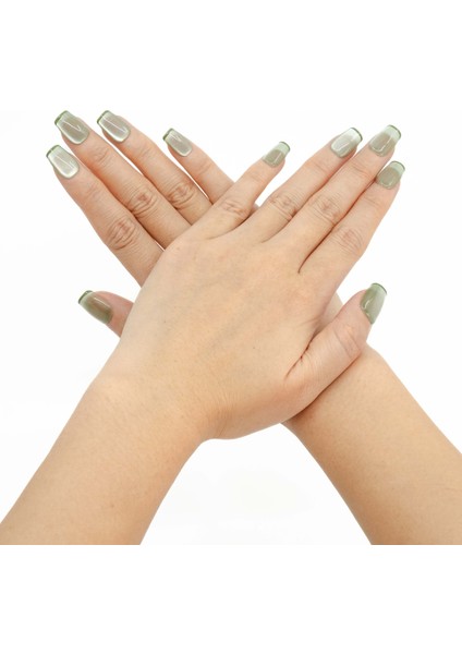 10'lu Yeşil Kısa Balerin Tekrar Kullanılabilir El Yapımı Protez Takma Tırnak - Yeşil-L fiyatları