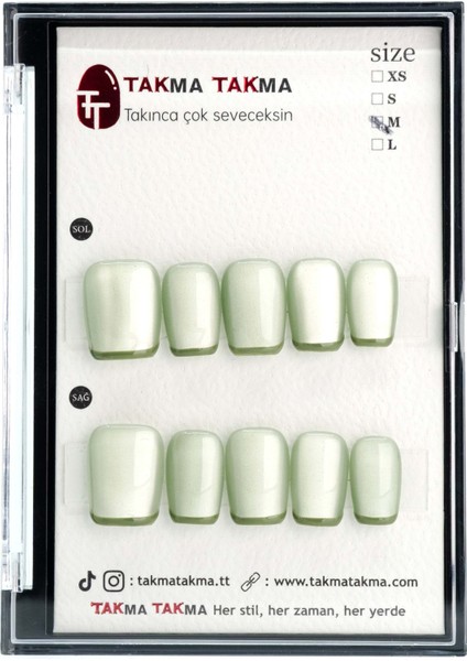 10'lu Yeşil Kısa Balerin Tekrar Kullanılabilir El Yapımı Protez Takma Tırnak - Yeşil-L indirimleri