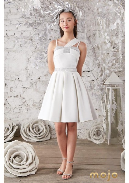 Erkut Abiye Taş İşlemeli Tek Omuz Saten Abiye Elbise 610 Krem indirimleri