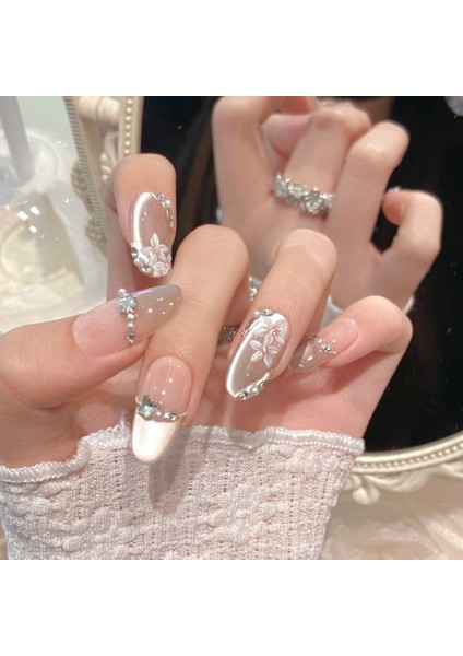 10'lu Ten Rengi Kısa Oval TT1128 Tekrar Kullanılabilir El Yapımı Protez Takma Tırnak - Ten Rengi-S fiyatları