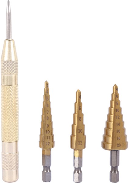 9 Pcs Hss Titanyum Adım Matkap Bit Seti ve 3 Pcs Otomatik Merkez Punch (Yurt Dışından) fırsatları