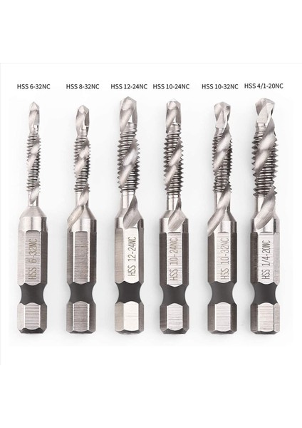 12PCS Matkap Tap Seti Hex Shank Sae Kombinasyon Matkap ve Tap Bit Seti Hss 4341 Vida Tap Deburr Matkap Bit (Yurt Dışından) modelleri