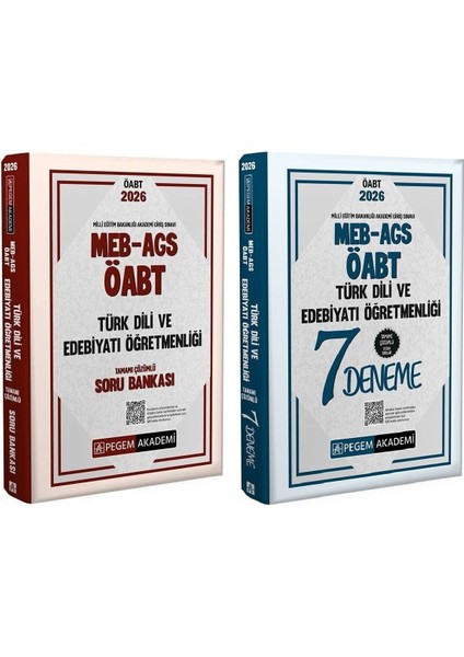Pegem 2026 Öabt Meb-Ags Türk Dili ve Edebiyatı Öğretmenliği Soru Bankası + 7 Deneme 2 Li Set Pegem Akademi Yayınları