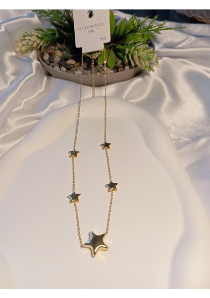 14 K Kaplama Çelik Yıldız Detaylı Kolye fiyatları