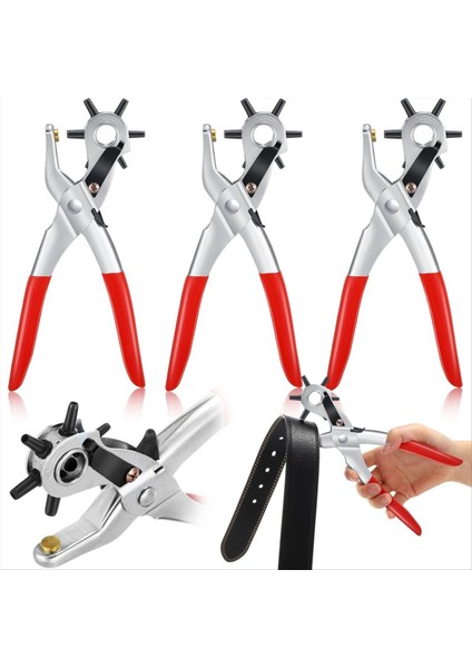 3 Paket Kemer Deliği Deri Deliği Punch Crafts Kemer Deliği Puncher Için Punch 6 Çok Delikli Boyut Döner Yumruk Aracı (Yurt Dışından)