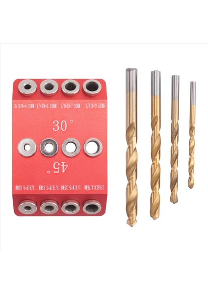 30/45/90 ° Açılı Matkap Deliği Kılavuzu Açılı ve Düz Delik Için Jig Kablo Korkuluk Gecikme Vidalı Sondaj Şablonu 4 Matkap Biti (Yurt Dışından)